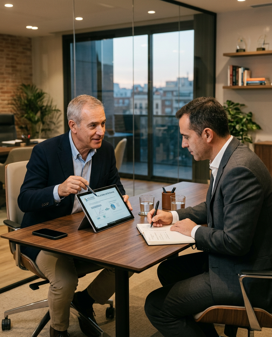 Consultor trabajando con un equipo
